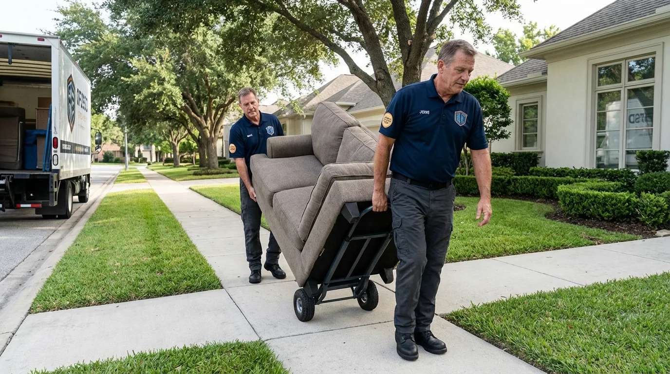 Local residential moving crew loading furniture in Norwich, CT